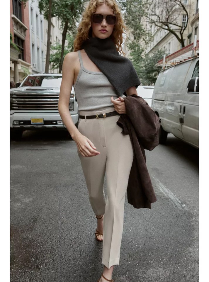 Zara kemerli yüksel bel pantolon - Görsel 3