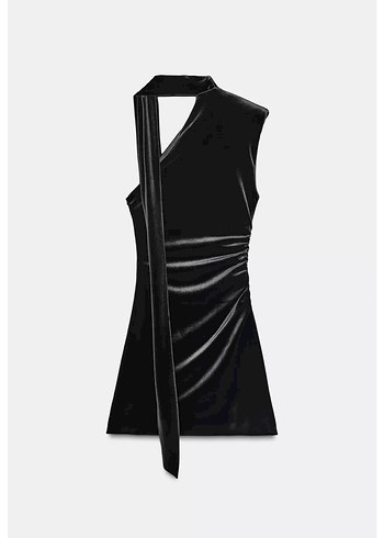 Zara kadife foulard elbise - Görsel 5