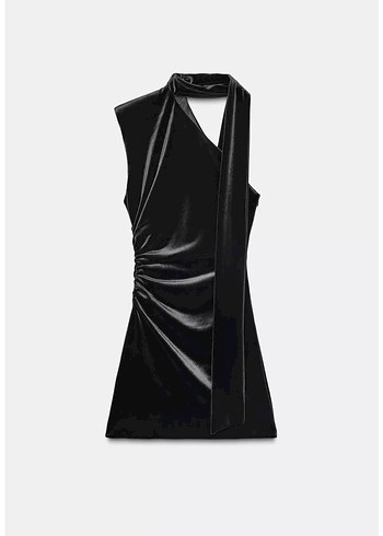 Zara kadife foulard elbise - Görsel 4