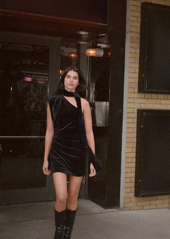 Zara kadife foulard elbise - Görsel 3