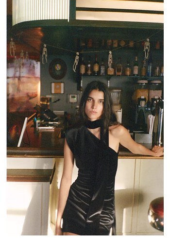 Zara kadife foulard elbise - Görsel 2