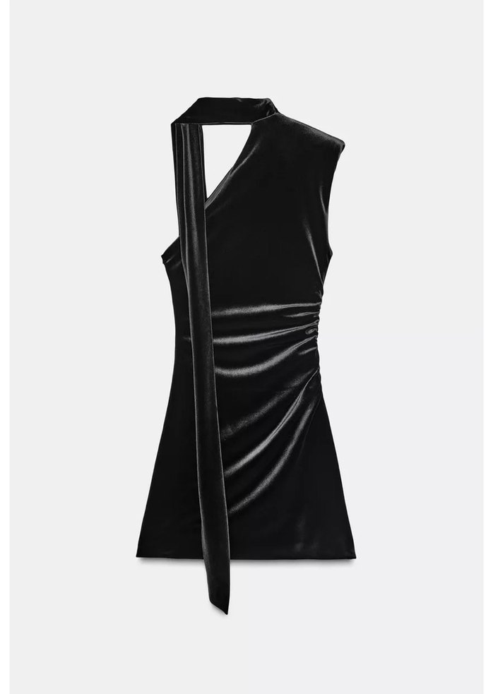 Zara kadife foulard elbise - Görsel 5