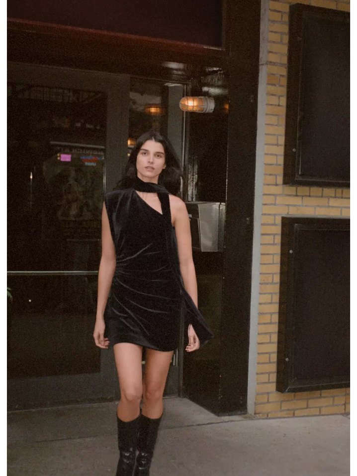 Zara kadife foulard elbise - Görsel 3