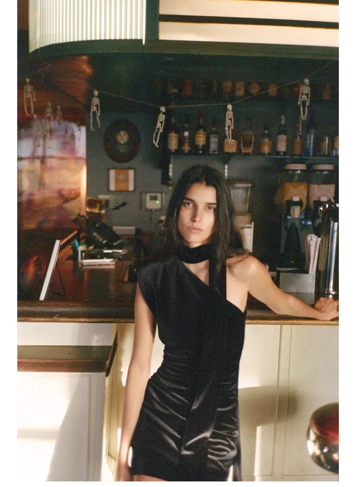 Zara kadife foulard elbise - Görsel 2