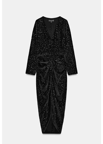 Zara vatkalı pullu elbise - Görsel 5