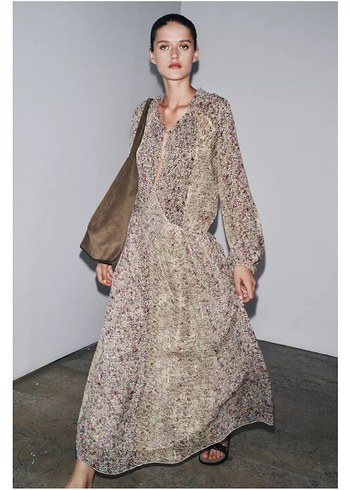 Zara metalik iplikli elbise - Görsel 4