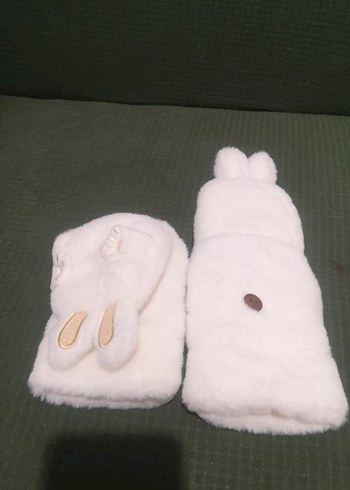 Beyaz Kürklü Yumoş Eldiven - Görsel 5