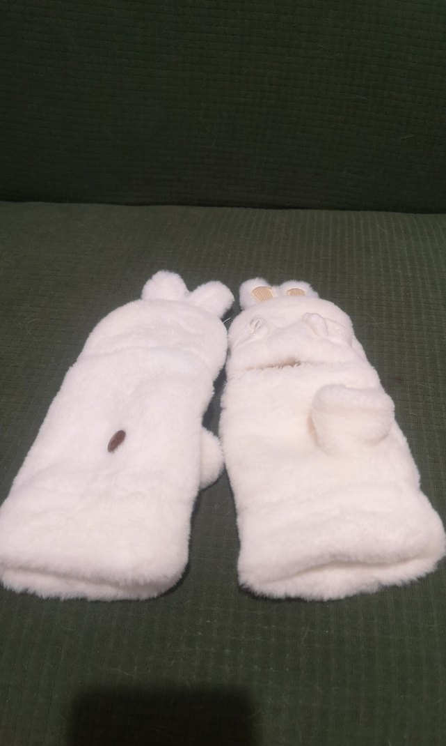 Beyaz Kürklü Yumoş Eldiven - Görsel 4