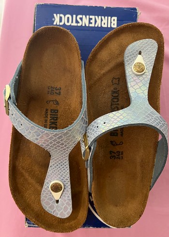 Birkenstock Mavi Parlak Yılan Desenli Kadın Terlik