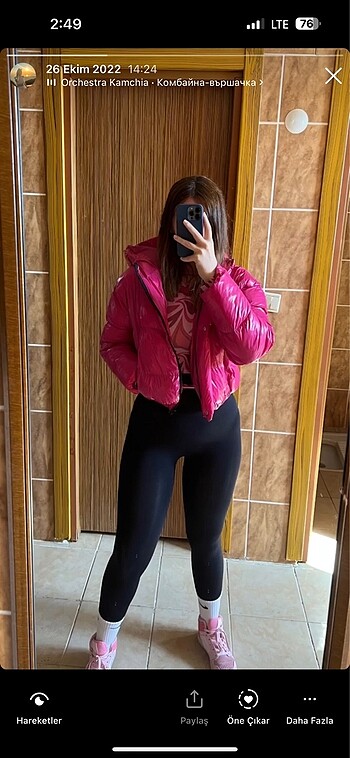 pembe şişme mont