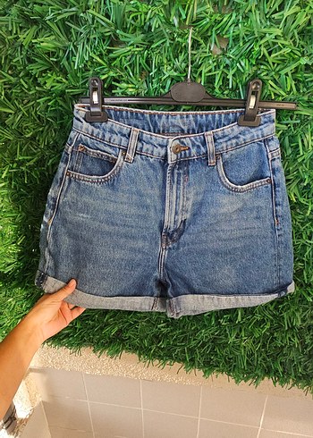 bershka 36 beden yuksek bel kot short - Görsel 3