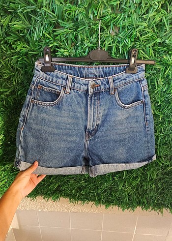 bershka 36 beden yuksek bel kot short - Görsel 2