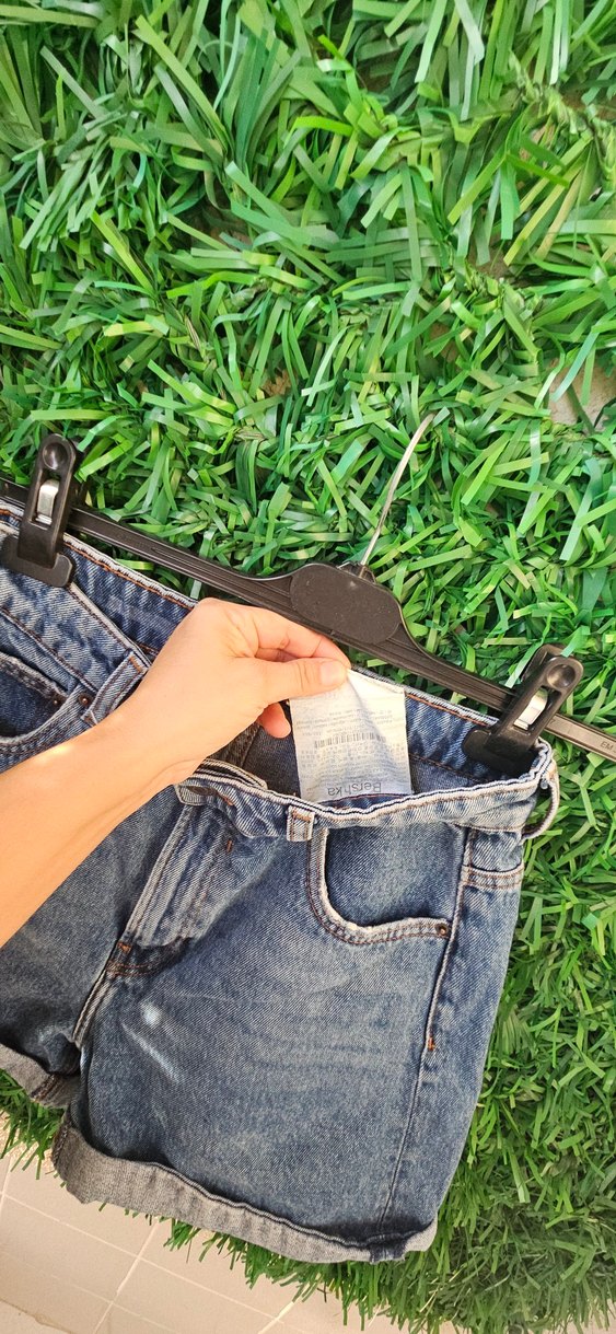 bershka 36 beden yuksek bel kot short - Görsel 5