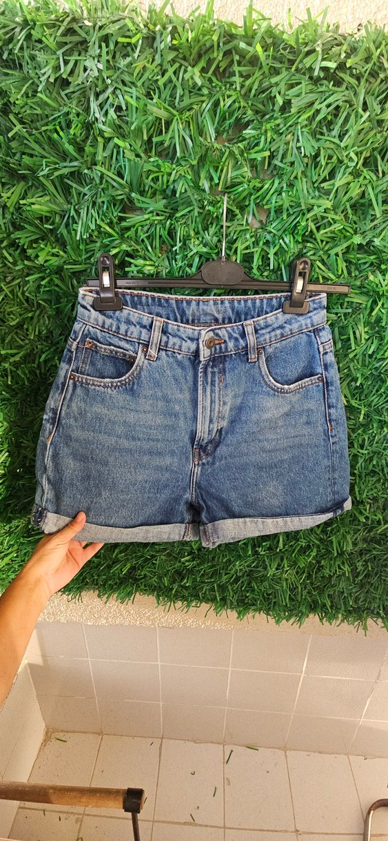 bershka 36 beden yuksek bel kot short - Görsel 2