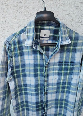 Düğmeli Mavi Pastel Pamuklu Erkek Gömlek - Görsel 7