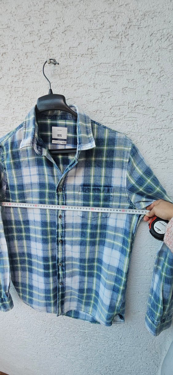 Düğmeli Mavi Pastel Pamuklu Erkek Gömlek - Görsel 4