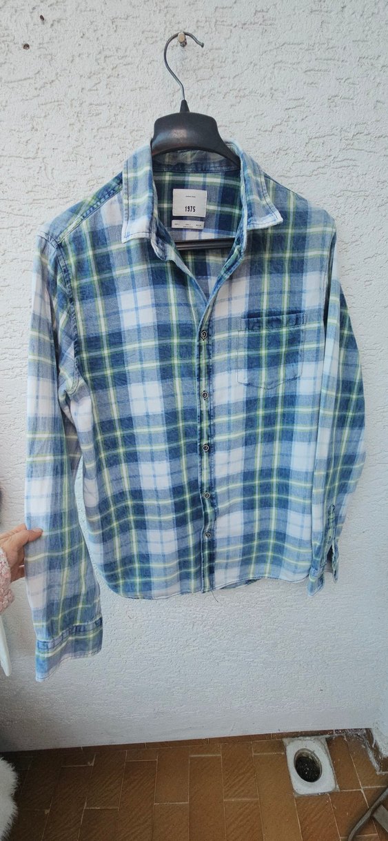 Düğmeli Mavi Pastel Pamuklu Erkek Gömlek - Görsel 3