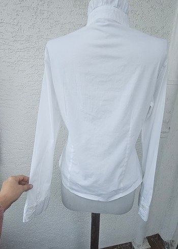 Beyaz Fırfırlı Pamuklu Kadın Gömlek - Görsel 6