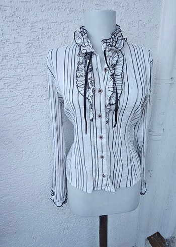 Piliseli Yakalı Uzun Kollu Kadın Gömlek - Görsel 5