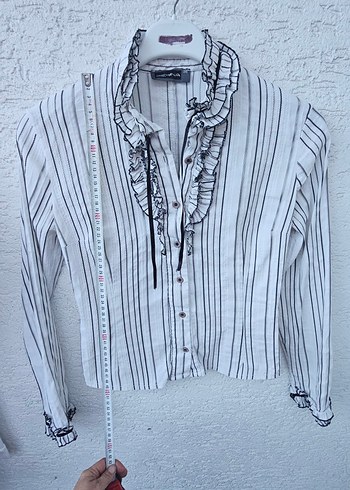 Piliseli Yakalı Uzun Kollu Kadın Gömlek - Görsel 10