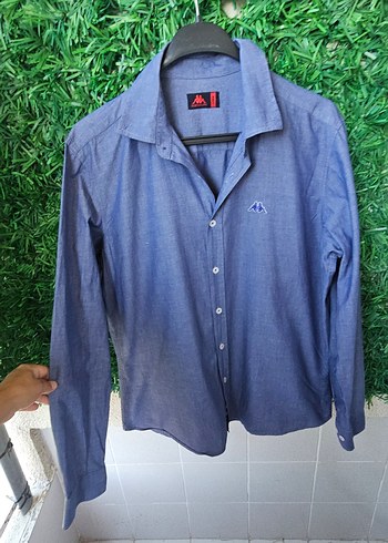 Kappa kappa l/xl uyumlu Mavi Denim Uzun Kollu Erkek Gömlek