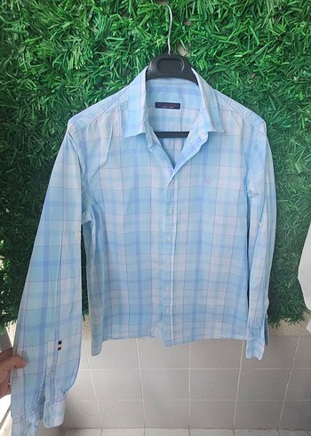 U.S Polo Assn. Mavi Kareli m beden Uzun Kollu Pamuklu erkek Gömlek