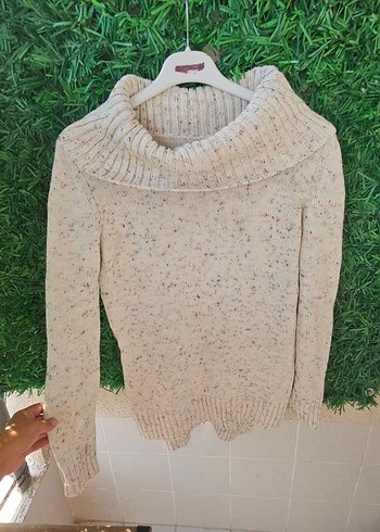 LC Waikiki Beyaz Mini Triko Boğazlı Kadın Kazak