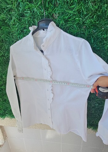 xl Beden beyaz Renk Beyaz Fırfırlı xl Kadın Gömlek