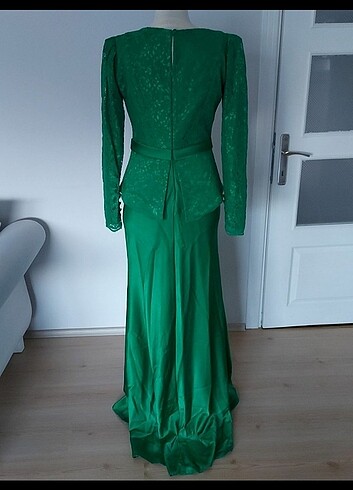 38 Beden yeşil Renk Tesettür abiye elbise 