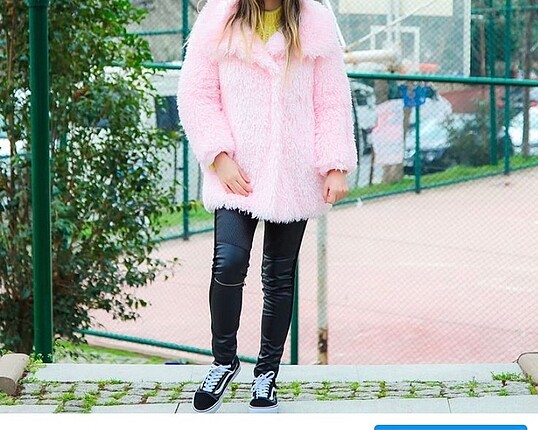 Pembe peluş mont