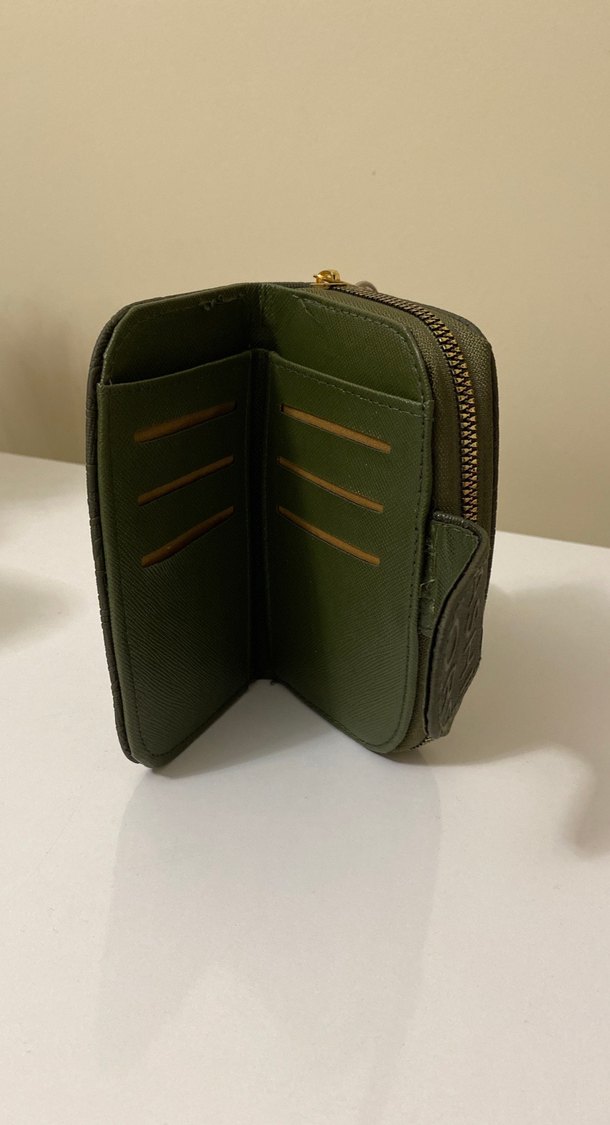 Kadın Haki Deri Fermuarlı Cüzdan - Görsel 3