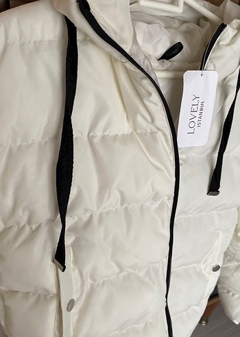 Beyaz Fermuarlı Kadın Kışlık Ceket - Görsel 3