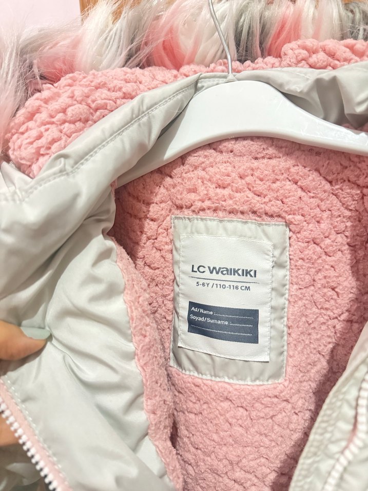 Kız Çocuk Gri Kürklü Mont LCW - Görsel 2