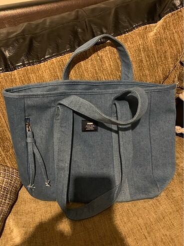  Beden mavi Renk Denim kol çantası