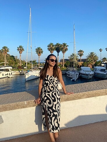 Siyah leopar h&m elbise