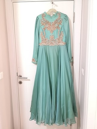 tesettür Pınar Şems Sahra abiye mint rengi 40 beden 