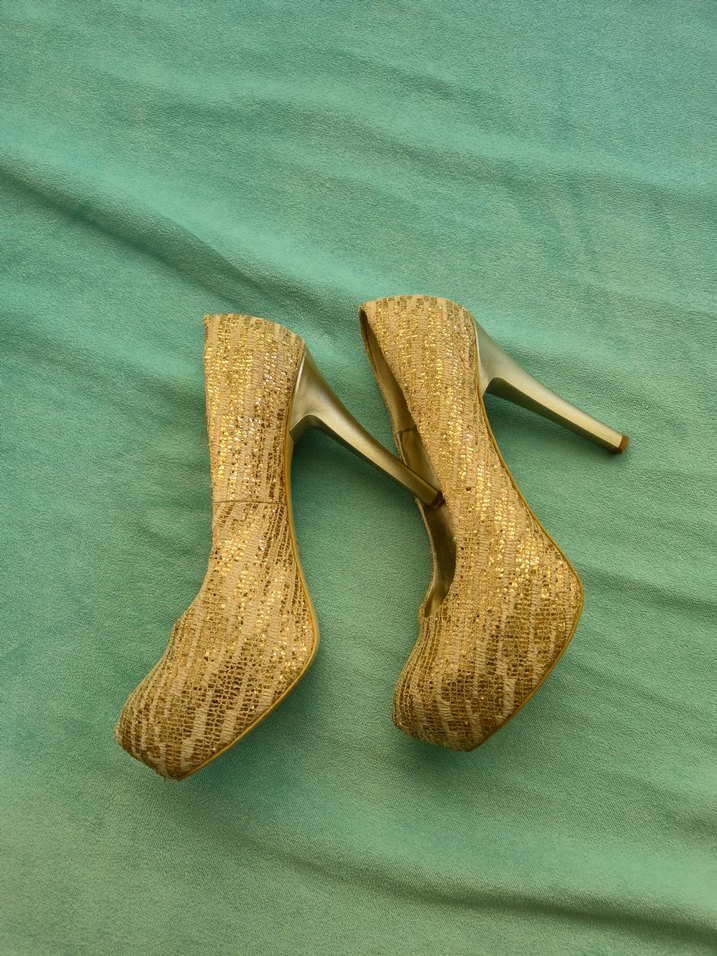 Altın Renkli  Topuklu Kadın Ayakkabı abiye - Görsel 2