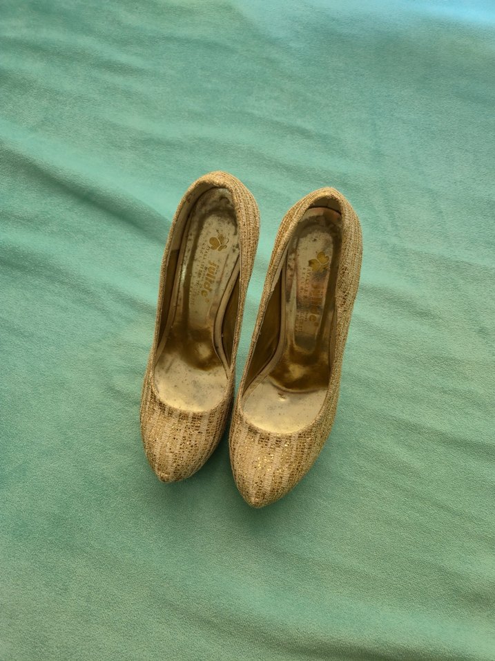 Altın Renkli  Topuklu Kadın Ayakkabı abiye - Görsel 4