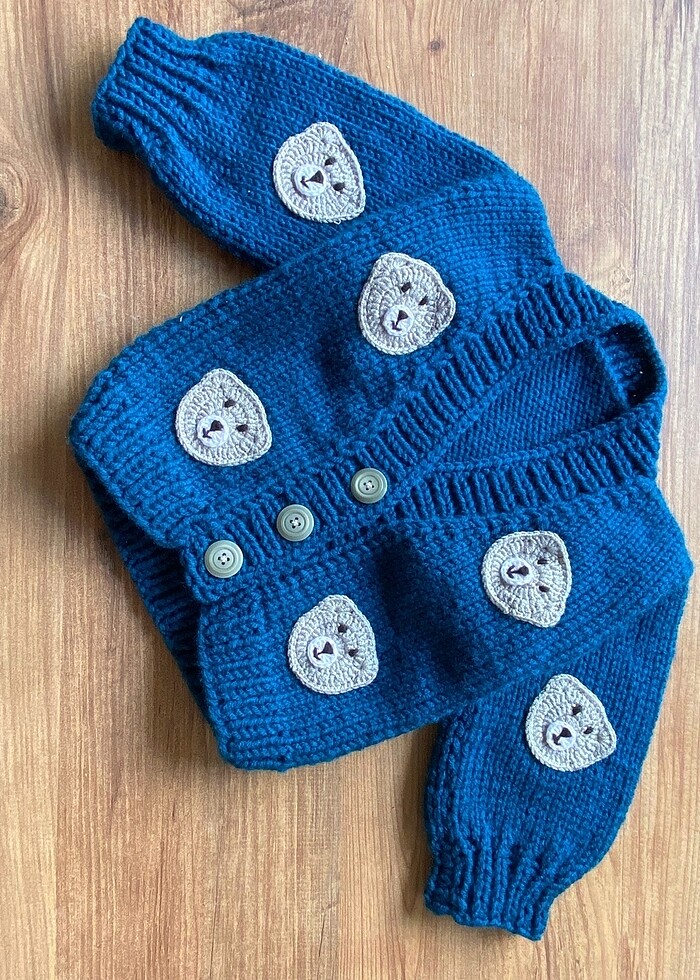 Ayıcıklı bebek çocuk hırkası - Görsel 2