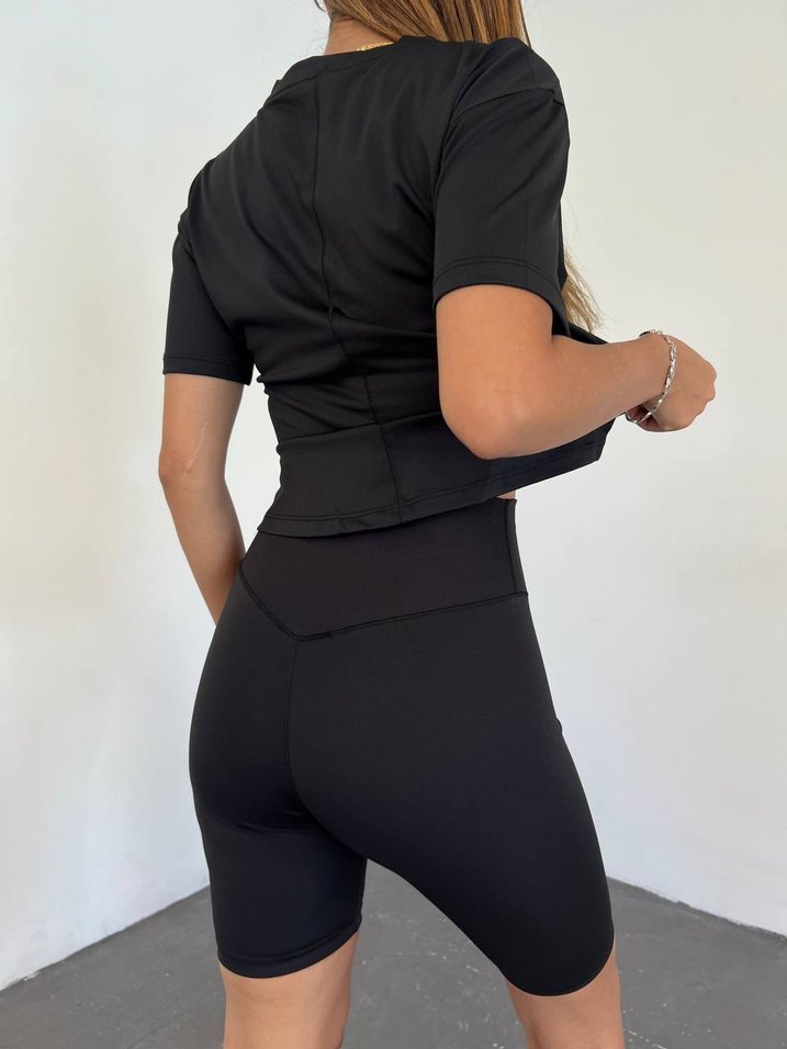 Siyah Mini Spor Tayt Şort - Görsel 3