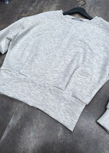 Oysho Gri Kısa Kesim Kadın Sweatshirt - Görsel 3