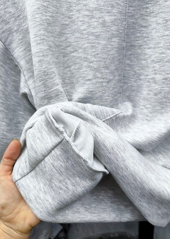 Oysho Gri Kısa Kesim Kadın Sweatshirt - Görsel 6