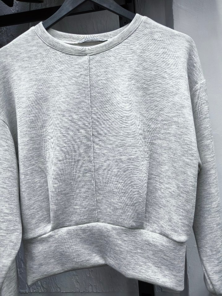 Oysho Gri Kısa Kesim Kadın Sweatshirt - Görsel 5