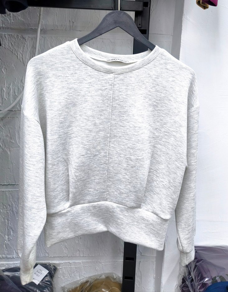 Oysho Gri Kısa Kesim Kadın Sweatshirt - Görsel 4