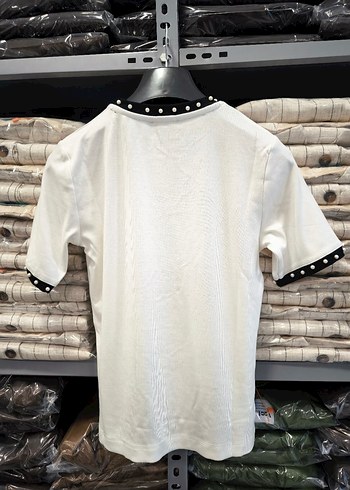 Zara Pamuklu Beyaz İncili Bluz - Görsel 5