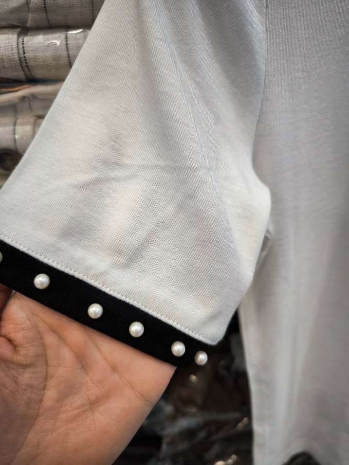 Zara Inci Detaylı Kısa Kollu Beyaz Bluz - Görsel 3