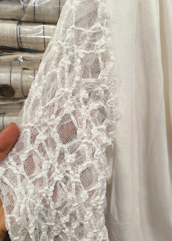 Zara Dantel Kol Detaylı Bohem Beyaz Bluz - Görsel 5