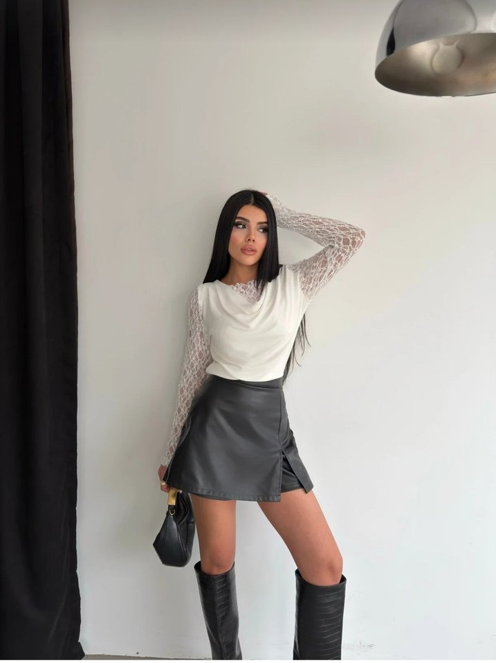 Zara Dantel Kol Detaylı Bohem Beyaz Bluz - Görsel 2