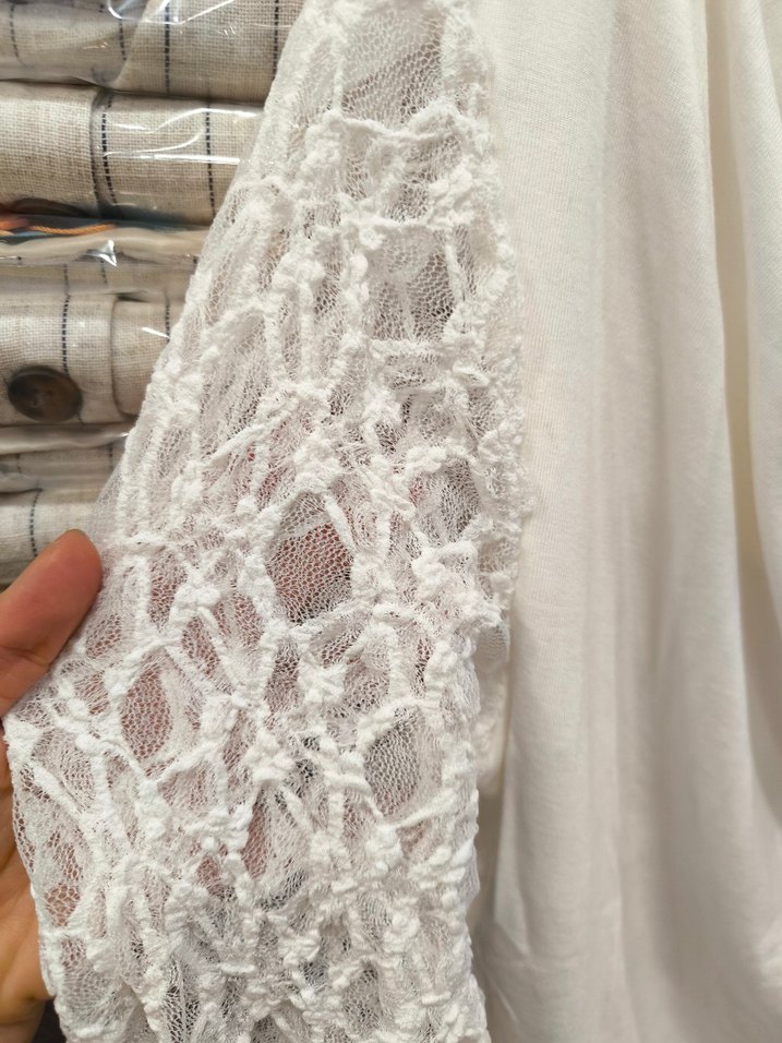 Zara Dantel Kol Detaylı Bohem Beyaz Bluz - Görsel 5