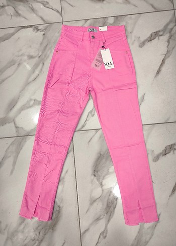 Pembe Regular Fit Kadın Kumaş Pantolon - Görsel 2